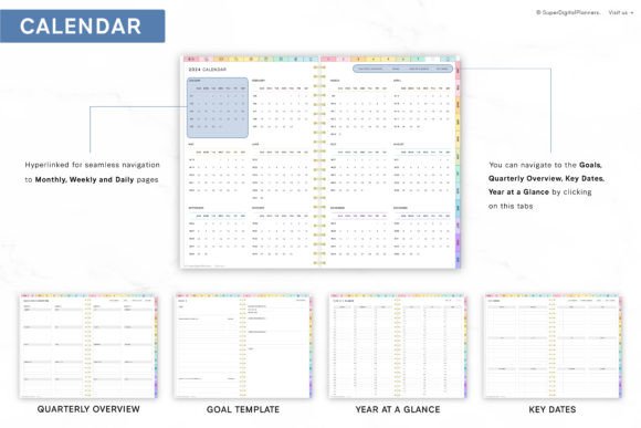 Digital Planner 2024 Monday and Sunday