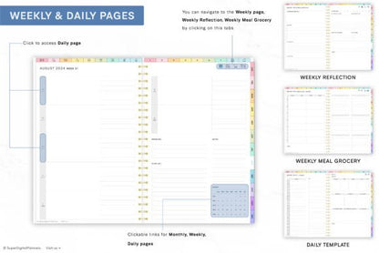 Digital Planner 2024 Monday and Sunday