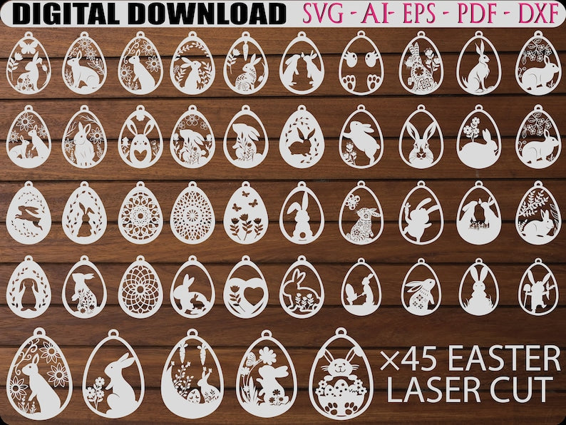 Easter bunny SVG, Easter ornaments SVG, Easter laser cut files, Easter hanger SVG, Glowforge Easter designs, Cricut Easter files, Easter decorations SVG, bunny ornament SVG, laser cut Easter designs, Easter gifts SVG, Easter crafts bundle, SVG for Cricut, DIY Easter decorations, Easter egg SVG, laser cut holiday decorations, bunny designs for Glowforge, Easter SVG download, Easter home décor SVG, printable Easter SVG, Cricut Easter gift tags, Easter-themed laser files, personalized Easter ornaments, Easter 