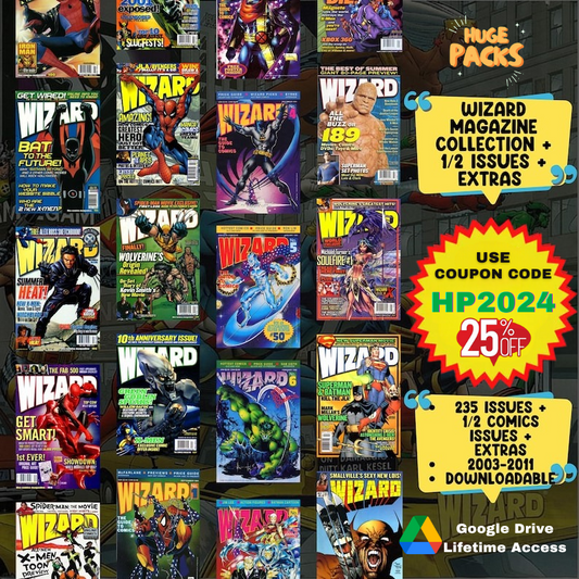 Wizard Magazine Digital Collection, 1991–2011 Wizard Issues, Vintage Comics Magazine, Digital Wizard Magazine, Comic Book History Magazines, Wizard Price Guides, Wizard Insider News, Comic Previews and Interviews, Wizard Magazine Nostalgia, Digital Comics Bundle, High-Resolution Wizard Scans, Complete Wizard Collection Digital, Wizard Magazine CBZ CBR Files, Exclusive Comics Interviews, Wizard Comic Collectible Guides, Pop Culture Magazine Collection, Golden Age of Comics, Wizard Digital Downloads, Comic Bo